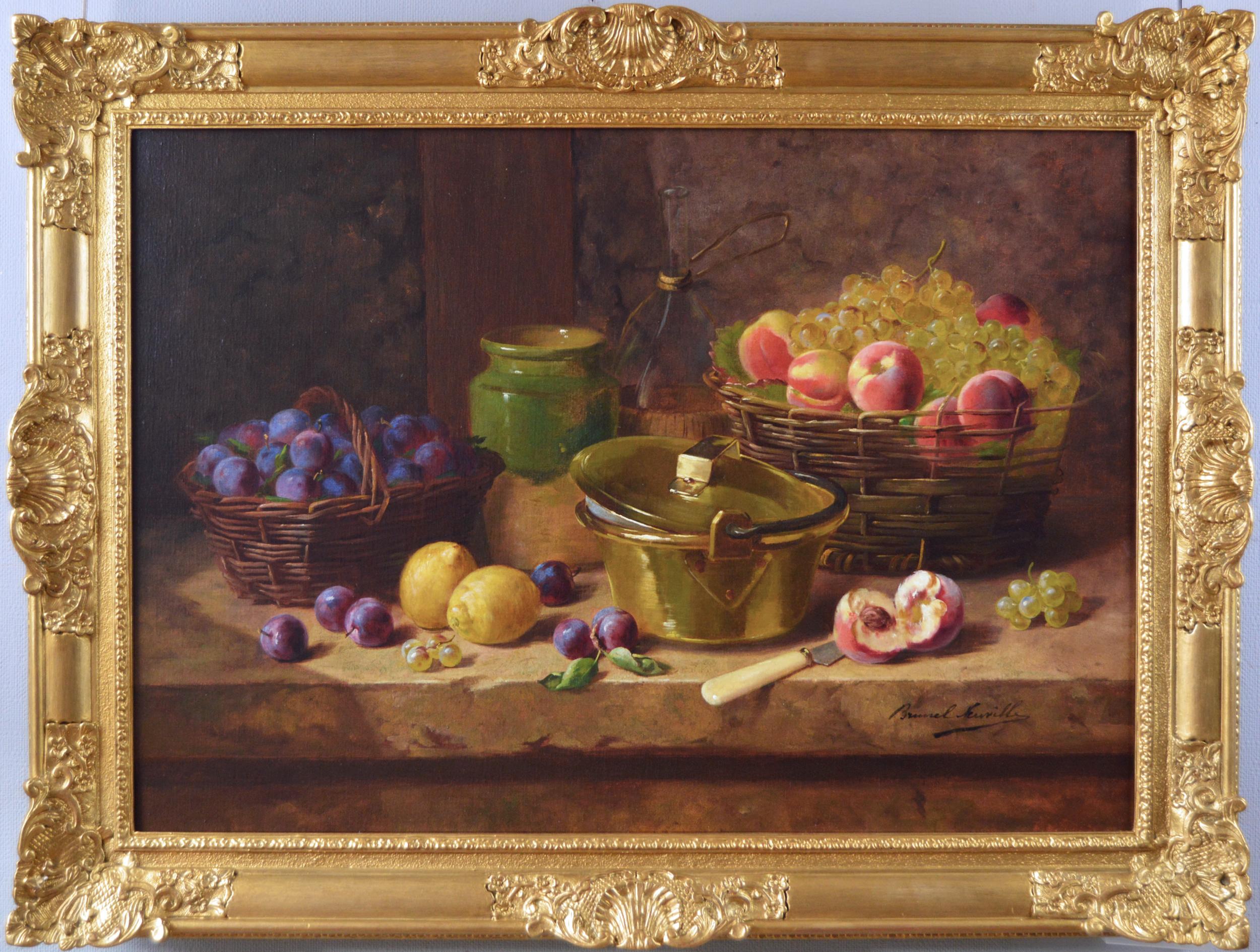 Alfred Arthur Brunel De Neuville Still-Life Painting - 19th Century still life oil painting of fruit 