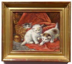 Kittens at Play, Alfred Arthur Brunel de Neuville, Cats, Oil Painting