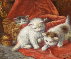 Kittens at Play, Alfred Arthur Brunel de Neuville, Cats, Oil Painting