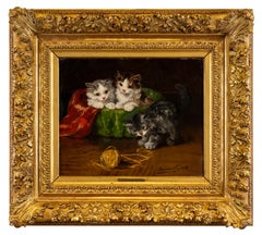 Antique Three Kittens with Ball of Yarn