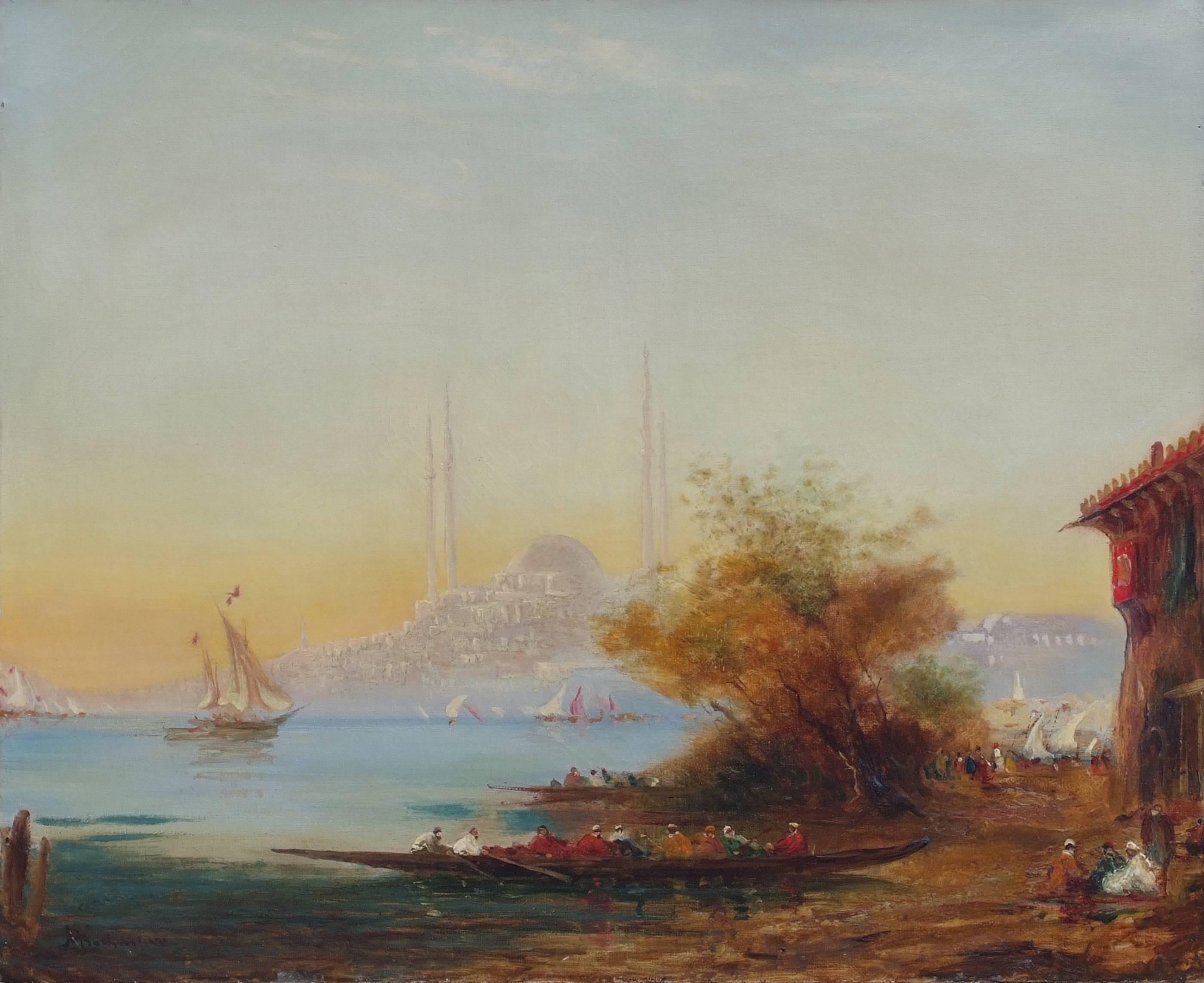 Lively view of Istambul Ste Sophie - Painting by Alfred August Felix Bachman