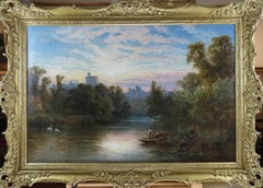 Oil painting by Alfred Augustus Glendening "Windsor Castle from the Thames"