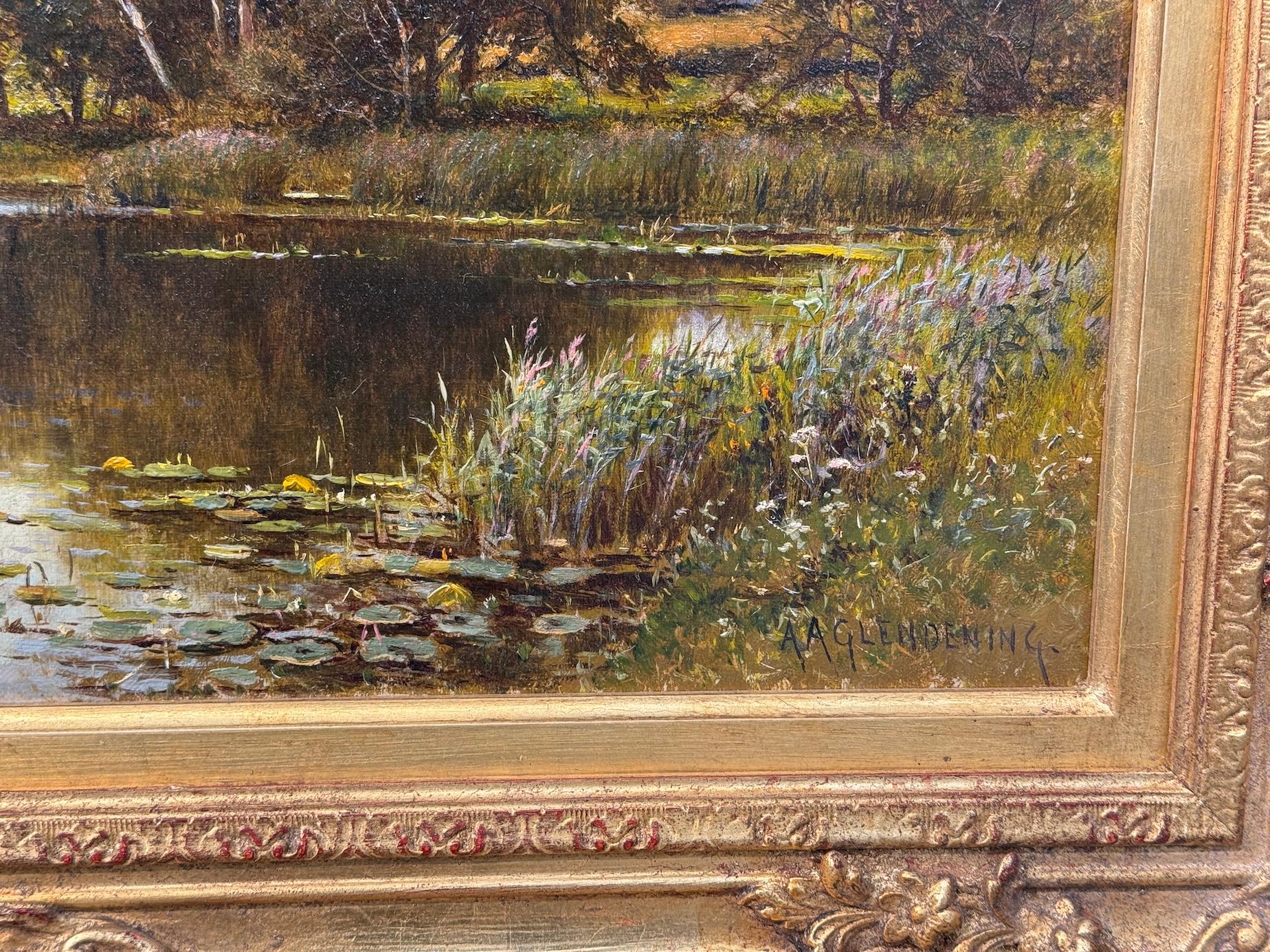 Alfred Augustus Glendening Senior (English, 1840–1921)
River Landscape, oil on canvas, circa 1890

This lyrical river landscape by Alfred Augustus Glendening Senior is a quietly luminous celebration of the English countryside at the height of the