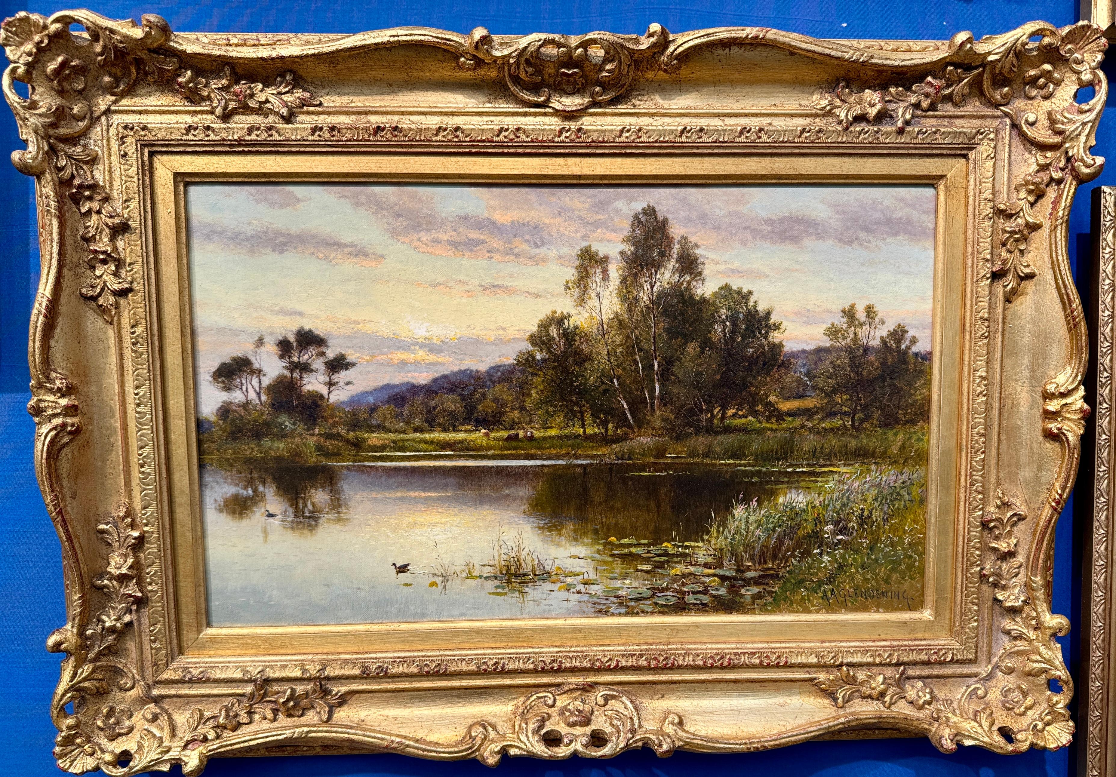 Alfred Augustus Glendening Snr Landscape Painting – 19th century English, landscape view on the Thames with