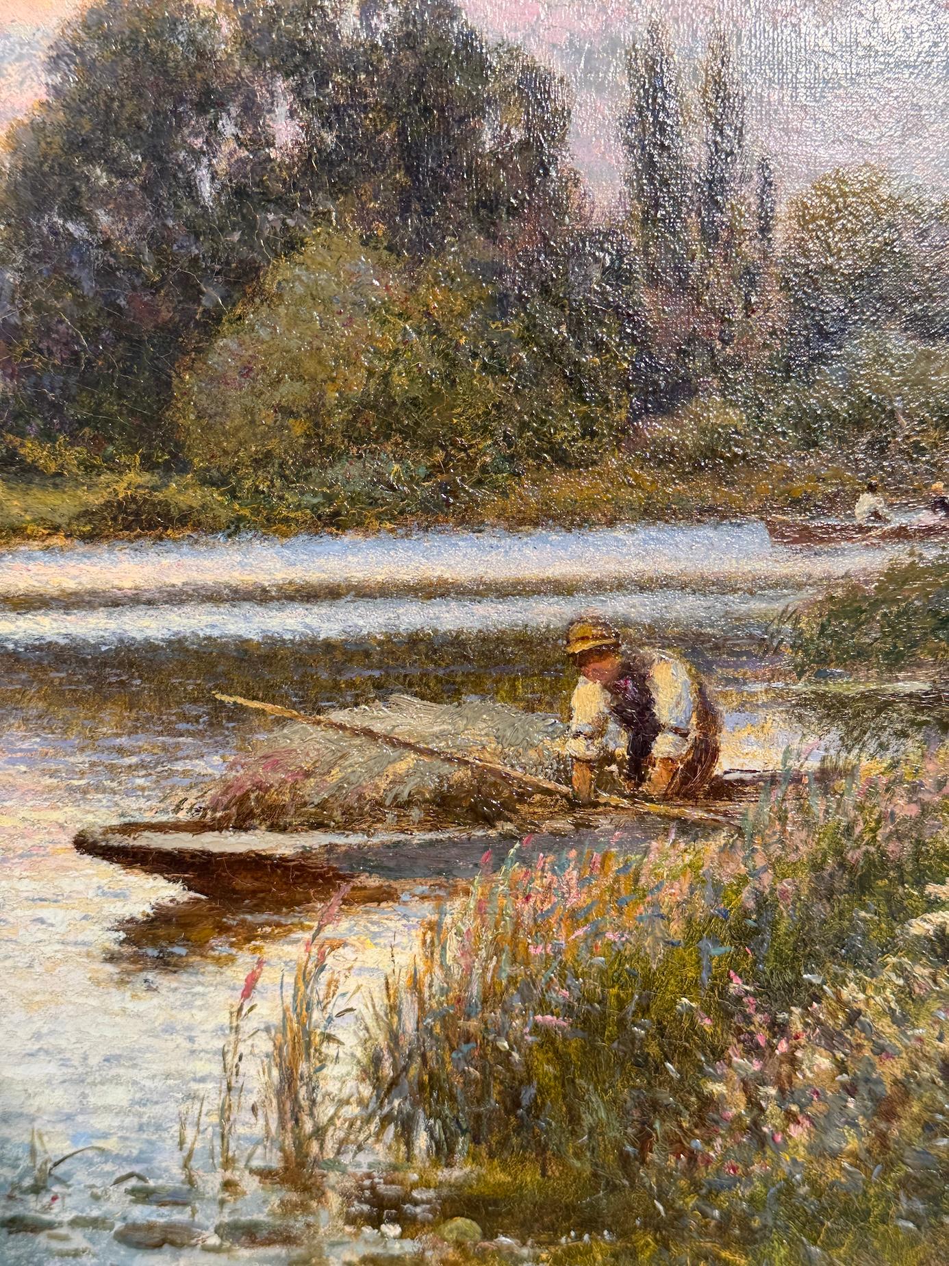 Englische Flusslandschaft der Bisham Abbey on the Thames des 20. Jahrhunderts, Fischer (Viktorianisch), Painting, von Alfred Augustus Glendening Snr