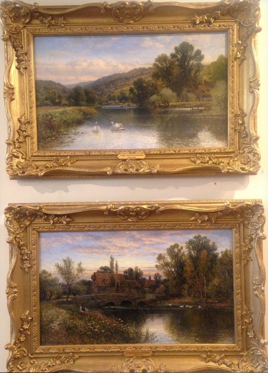 Glendening von Alfred Augustus (FL. 1861-1903) 
Ein Paar Landschaften. 
Öl auf Leinwand:: 65 cm x 45 cm gerahmt. Unterschrieben. 

Alfred Augustus Glendening war ein britischer Landschaftsmaler:: der um 1840 in Greenwich geboren wurde. Bald wurde er