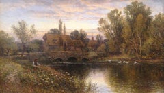 Paire de paysages anglais victoriens 18ème / 19ème siècle par AA Glendening Snr