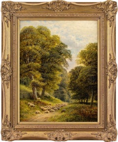 Alfred Augustus Glendening, Paisaje con pista forestal y ovejas