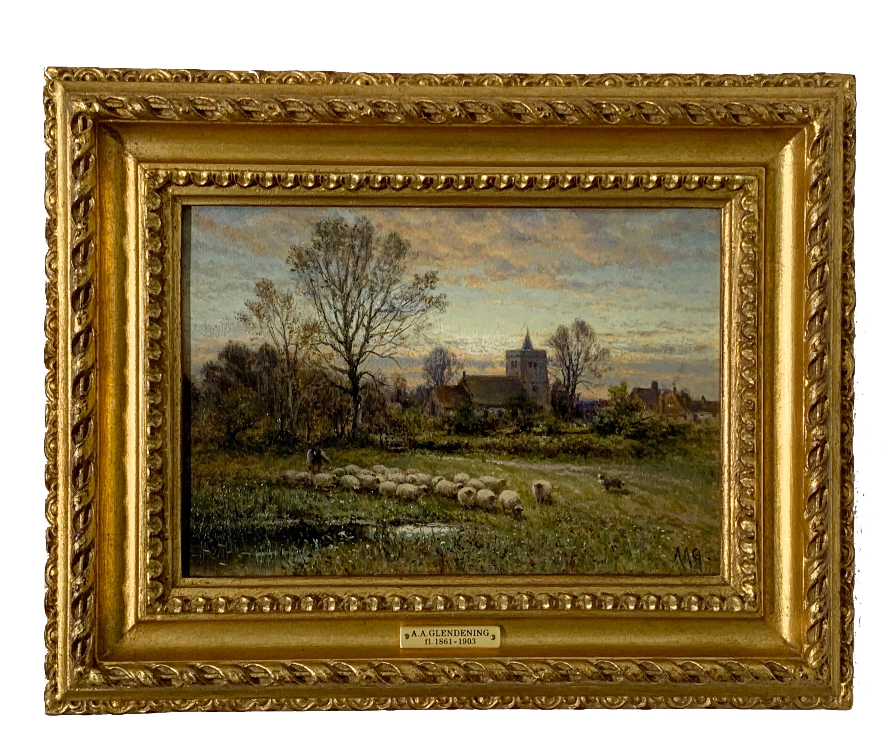 sheep landscape painting