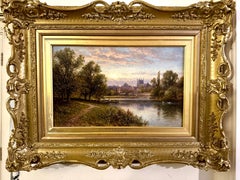 English Victorian River landscape, The Ferry on the Thames at Isleworth