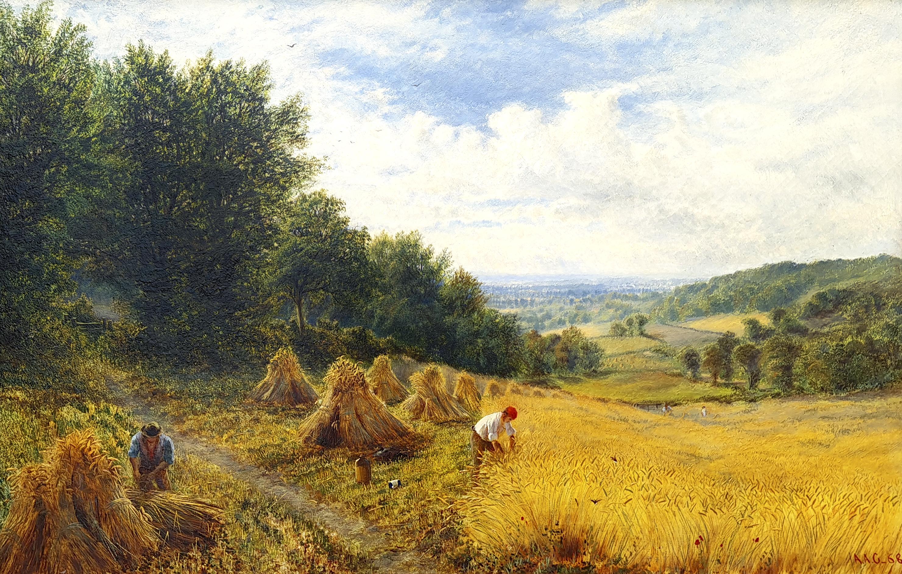 Ernte am Berghang – Painting von Alfred Augustus Glendening Snr