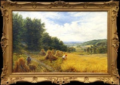 Alfred Augustus Glendening Senior - Harvest on a Hillside Antique Harvest on a Hillside