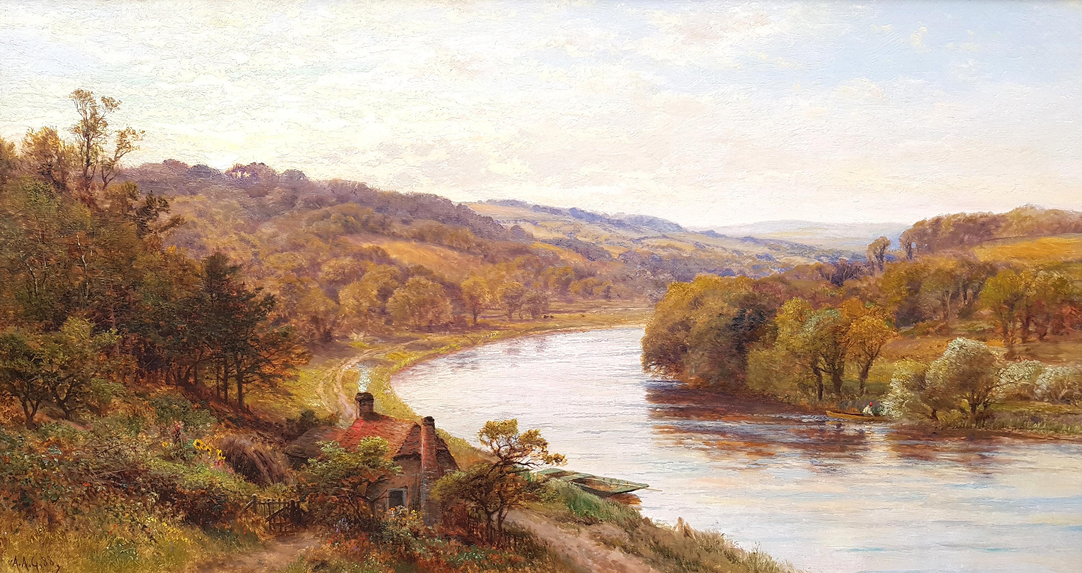 Pangbourne on Thames - Painting by Alfred Augustus Glendening Snr