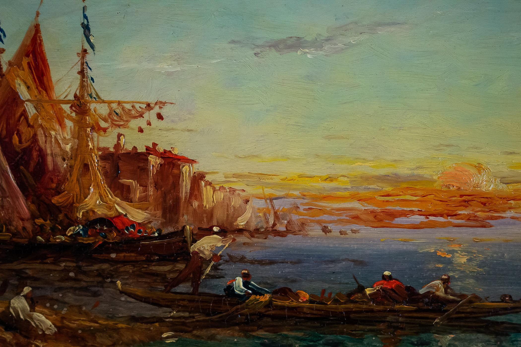 Hand-Painted Alfred Bachmann, Pair of Oil on Panel Venice Views, circa 1890-1910