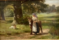 The Ramblers, English landscape with figures, Early 20C, Victorian style