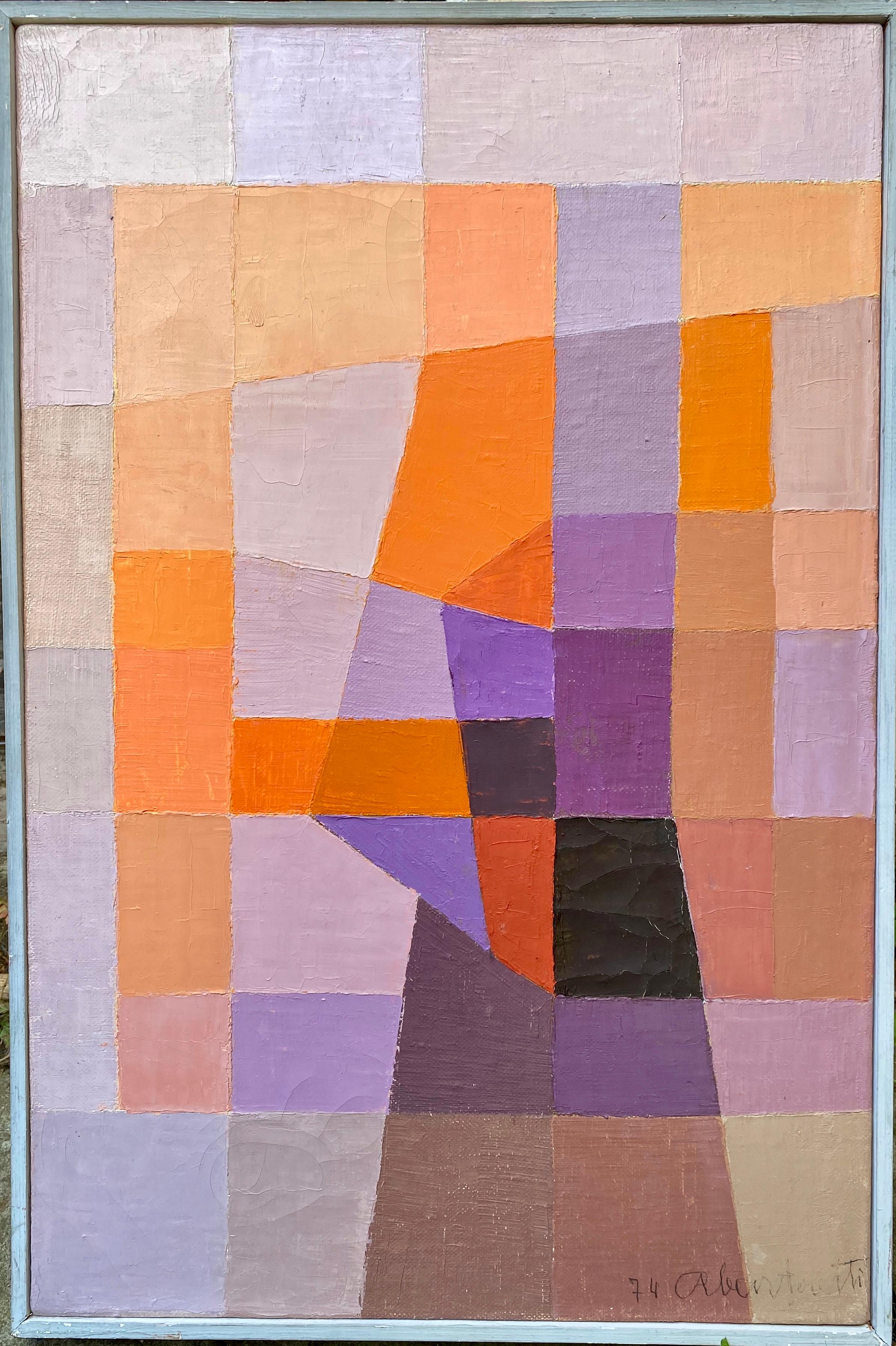 Composizione geometrica astratta, spirito di Paul Klee, modernista  Pittura svizzera - Painting Astrattismo geometrico di Alfred Bartoletti