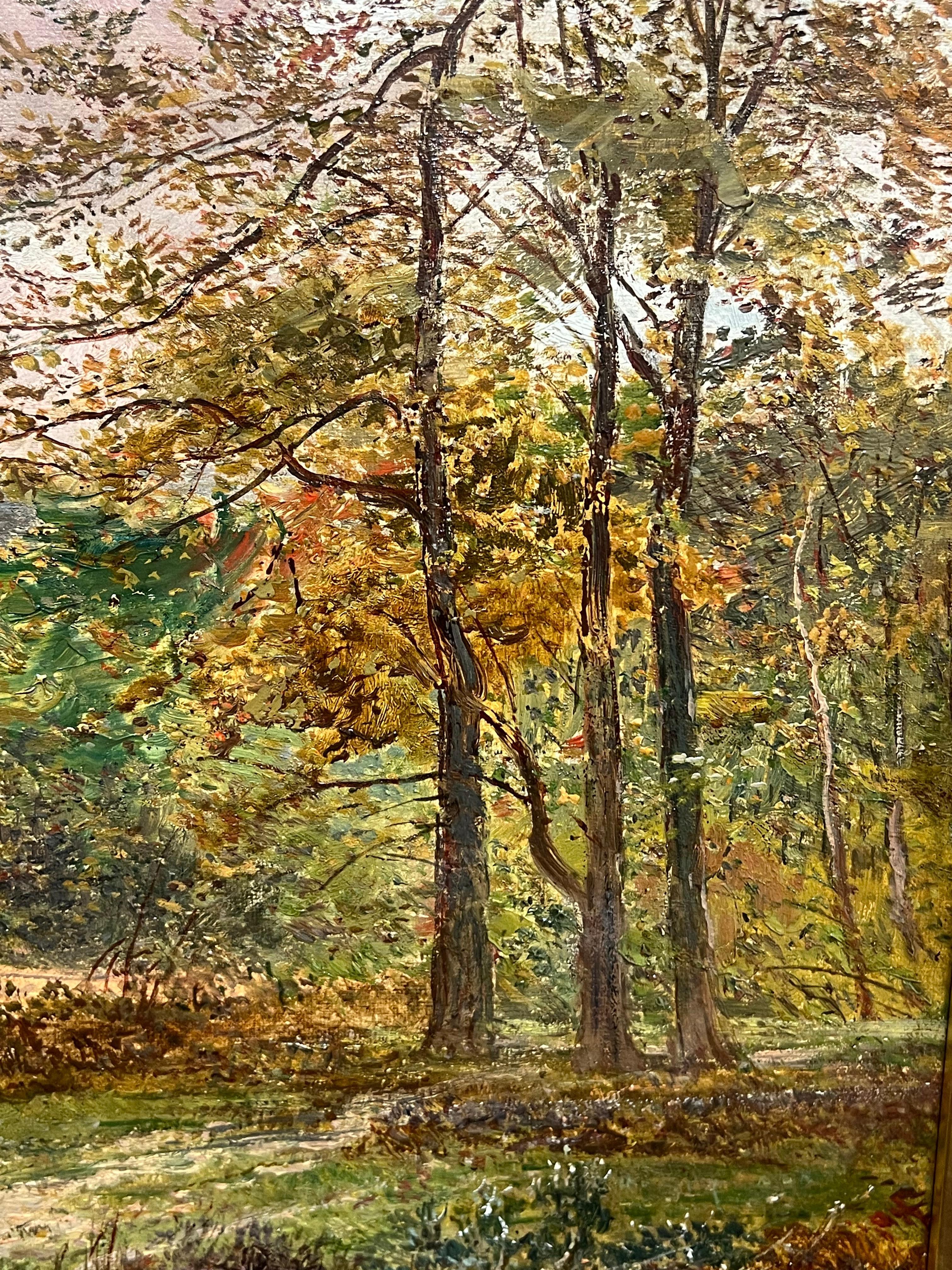Große viktorianische signierte Öl-Ernte Weizengarbe-Scheifen, ländliche Szene und Figuren, gerahmt im Angebot 7