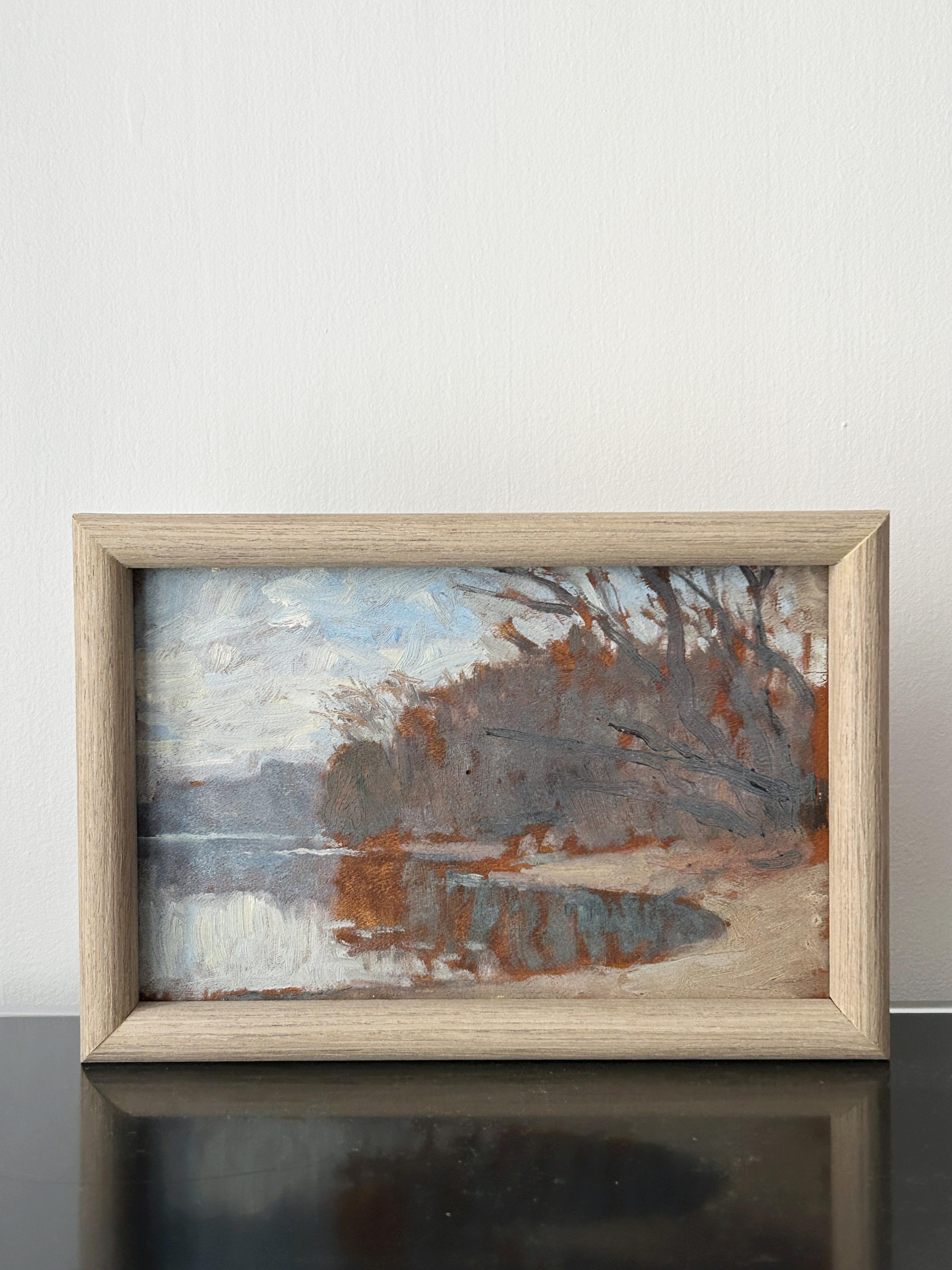 Impressionistische Landschaft, Öl auf Platte im Angebot 3