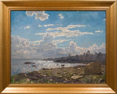 Alfred Bergström Coastal Landscape Oil Painting Swedish Impressionist Sky