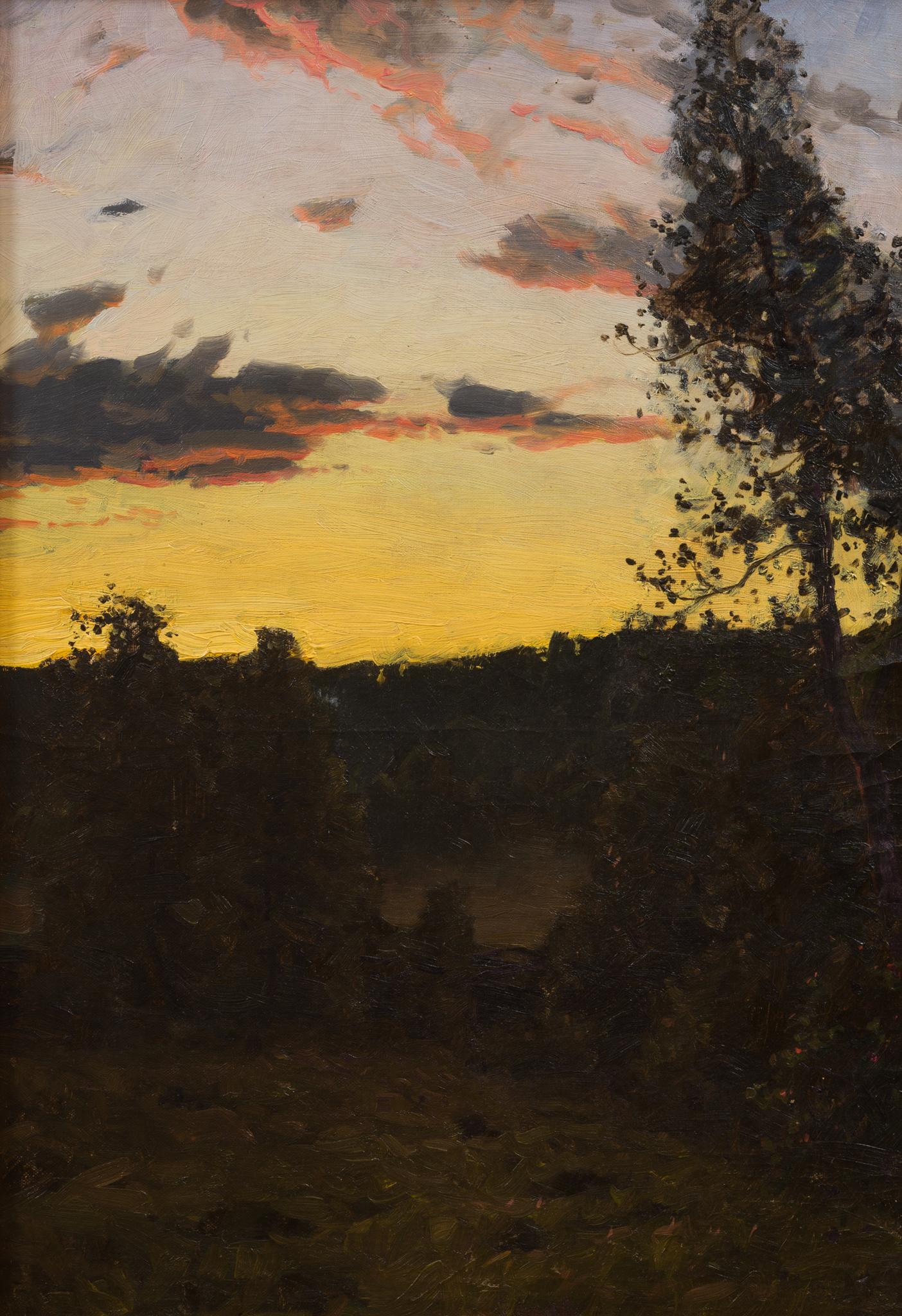 Landscape Oil Painting Called Golden Horizon By Swedish Artist Alfred Bergström 1