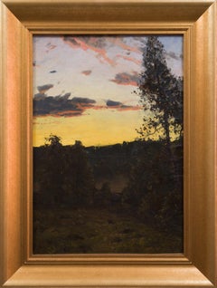 Peinture à l'huile d'un paysage appelé Golden Horizon par l'artiste suédois Alfred Bergström