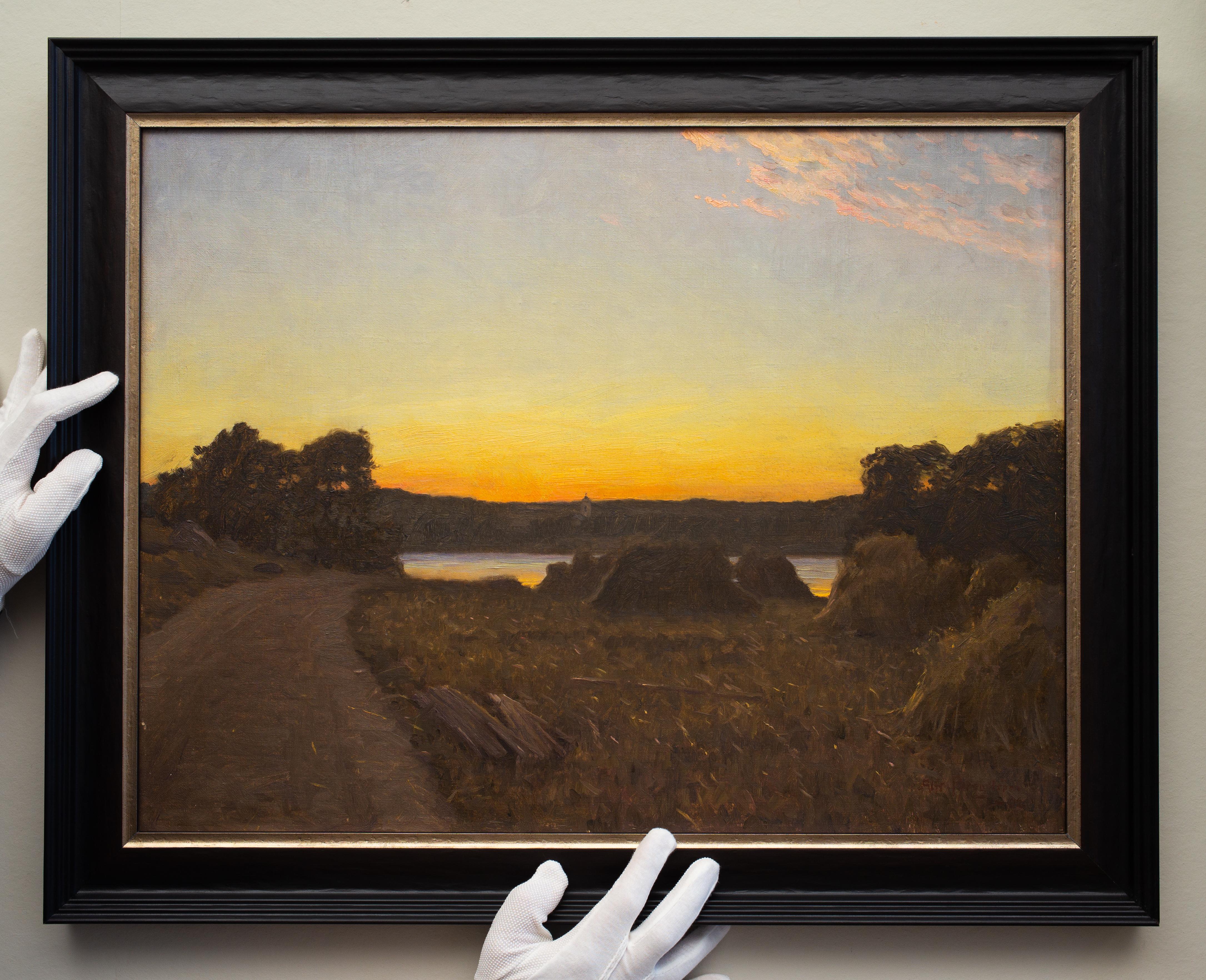 Sonnenaufgang über den Feldern des schwedischen Künstlers Alfred Bergström, 1902, Öl auf Leinwand im Angebot 2