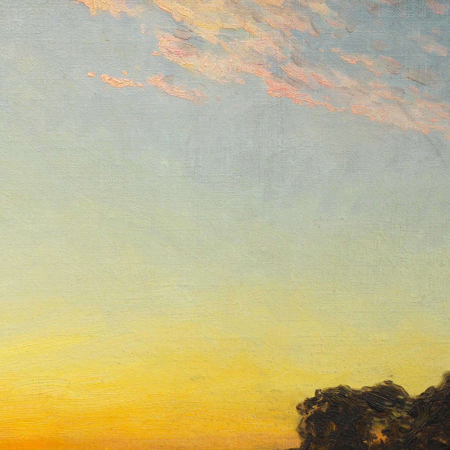 Sonnenaufgang über den Feldern des schwedischen Künstlers Alfred Bergström, 1902, Öl auf Leinwand im Angebot 3