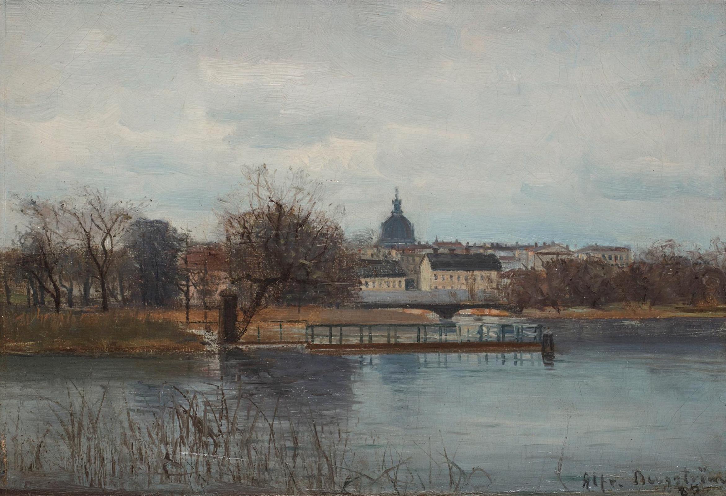 Estocolmo Vista Desde El Parque Real Djurgården - Painting de Alfred Bergström