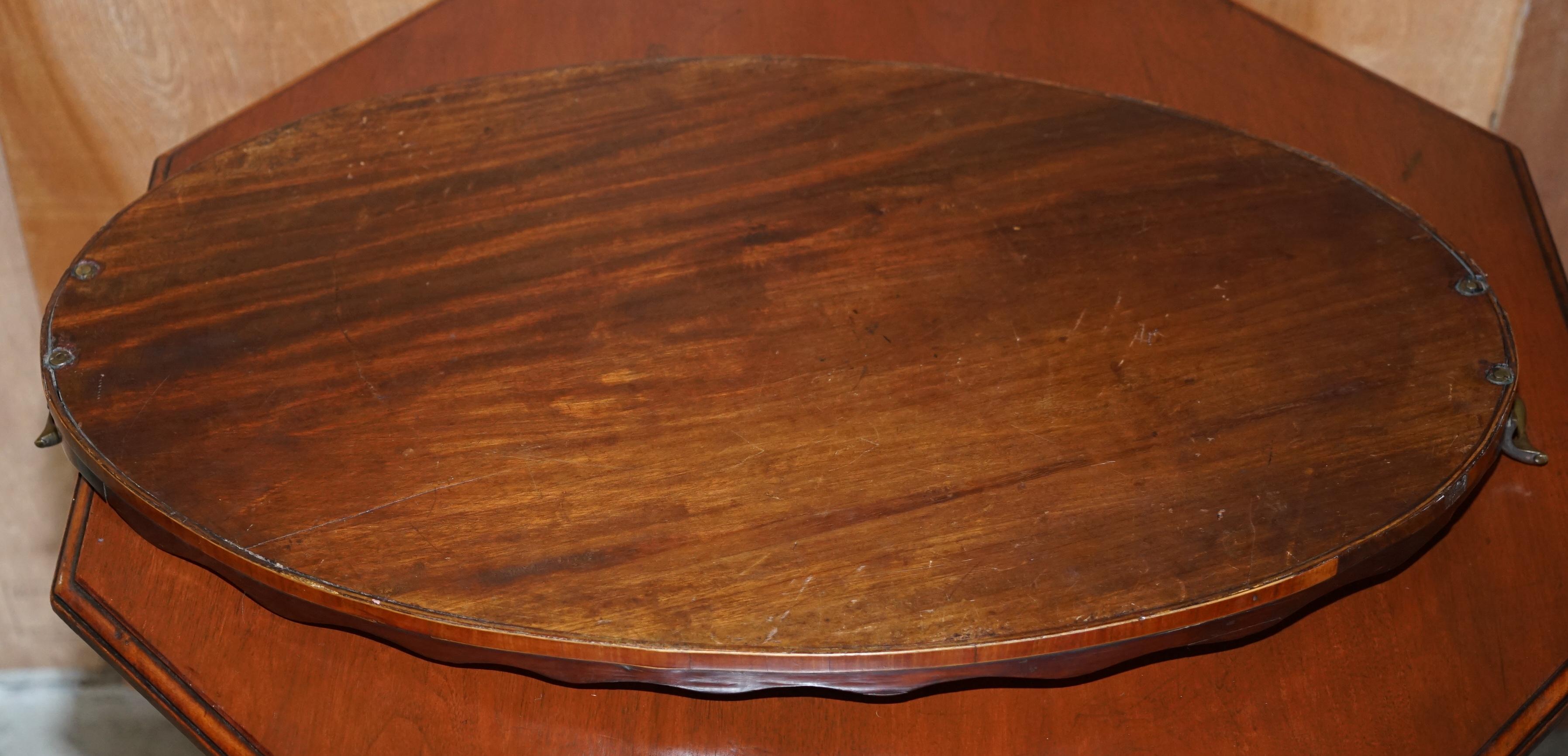 Alfred Beurdeley Antique Walnut & Bronze Sheraton Inlaid Butlers Serving Tray For Sale 2