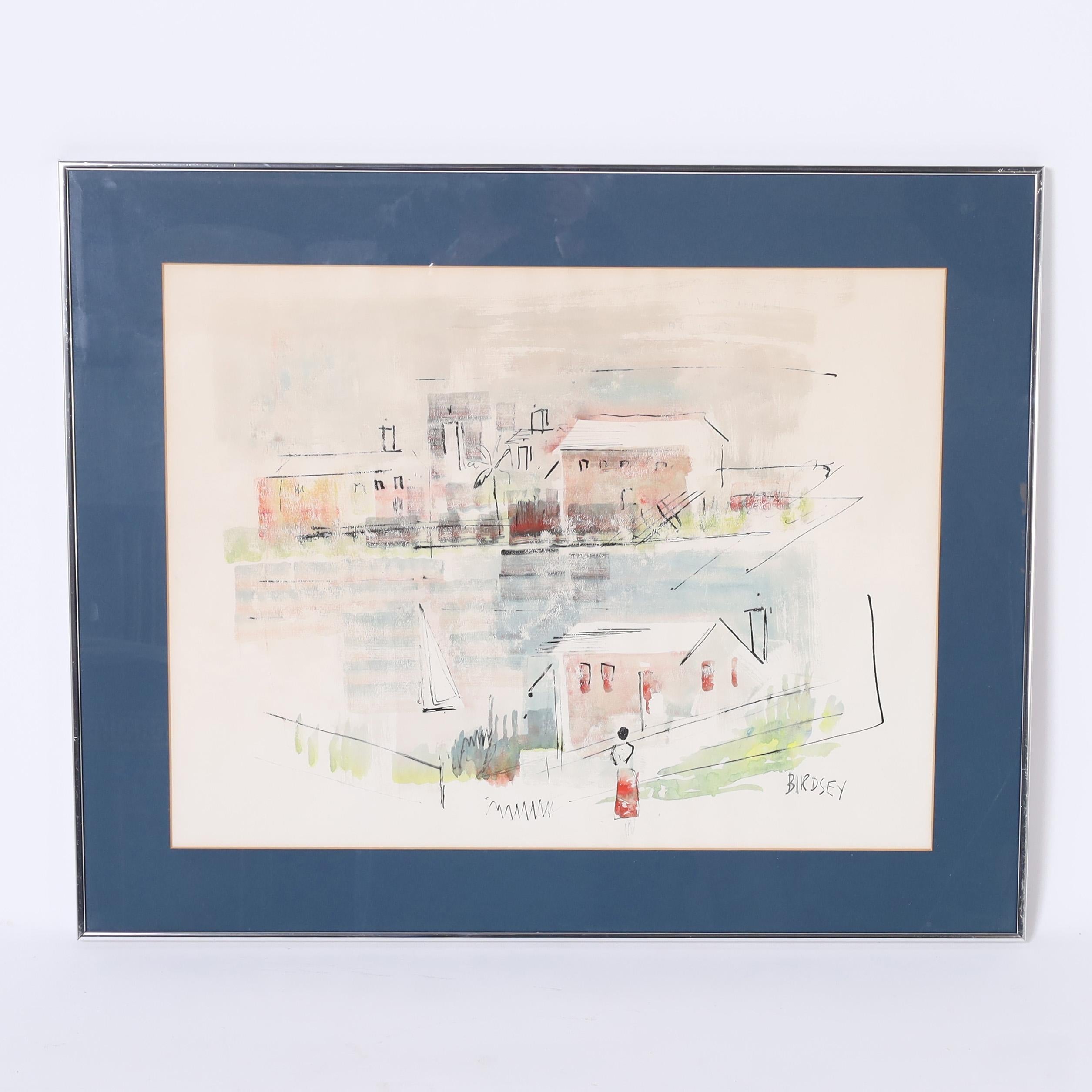 Pair of Watercolors on Paper of Bermuda by Alfred Birdsey 1