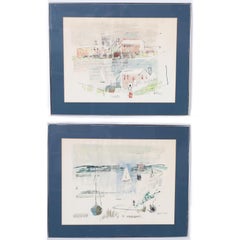 Pair of Watercolors on Paper of Bermuda by Alfred Birdsey