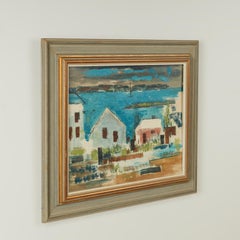 Vintage Modernist Painting of a Bermuda Bayscape by Alfred Birdsey