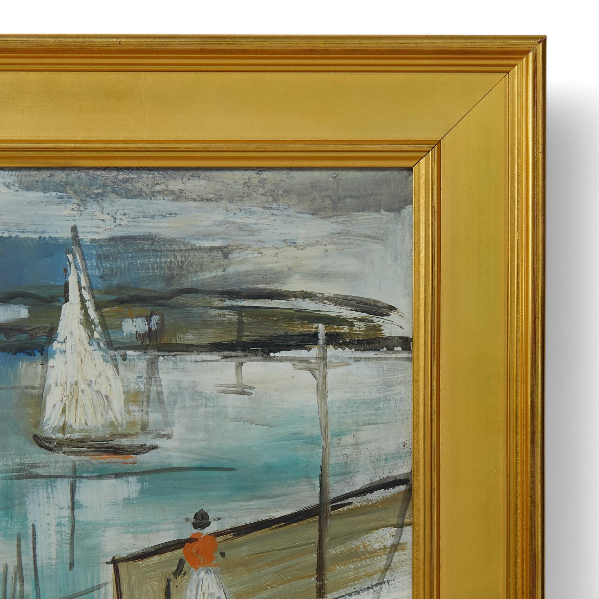 Mid-Century Modern Alfred Birdsey Vintage Bermuda Bayscape Painting For Sale