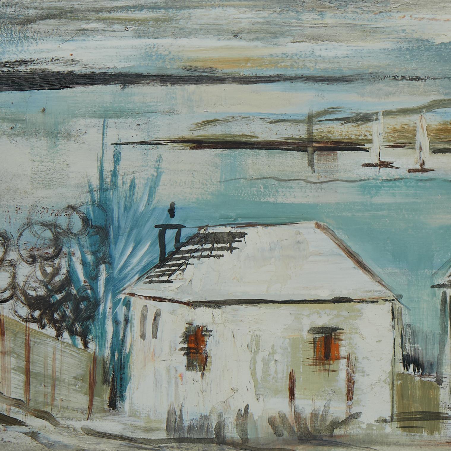 Bermudian Alfred Birdsey Vintage Bermuda Bayscape Painting For Sale