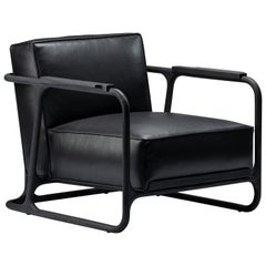Chaise longue/chaise longue noire ALFRED en noyer/chêne avec assise en cuir:: Mandy Graham