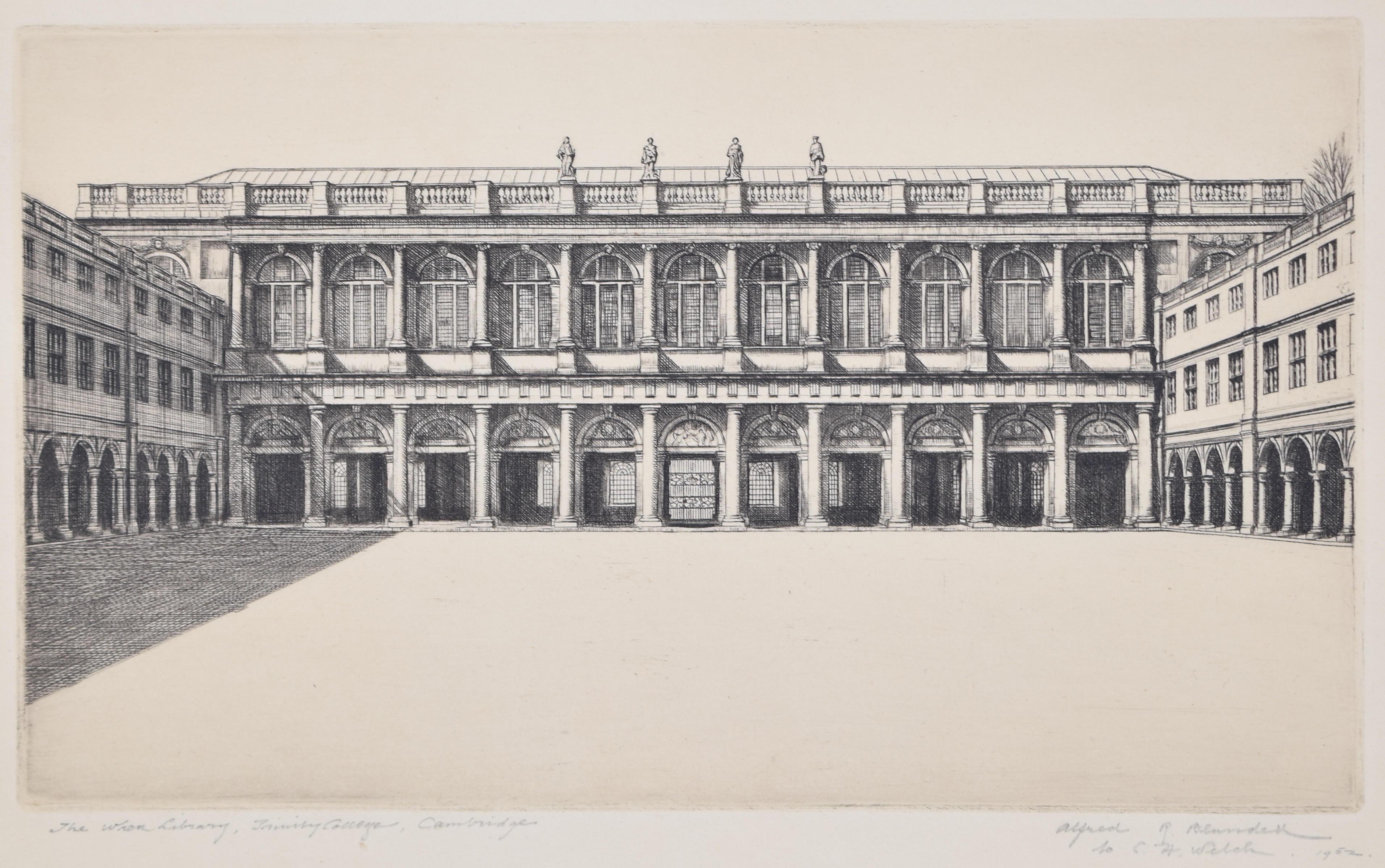 The Wren Library, Trinity College, Cambridge etching by Alfred Blundell For Sale 1