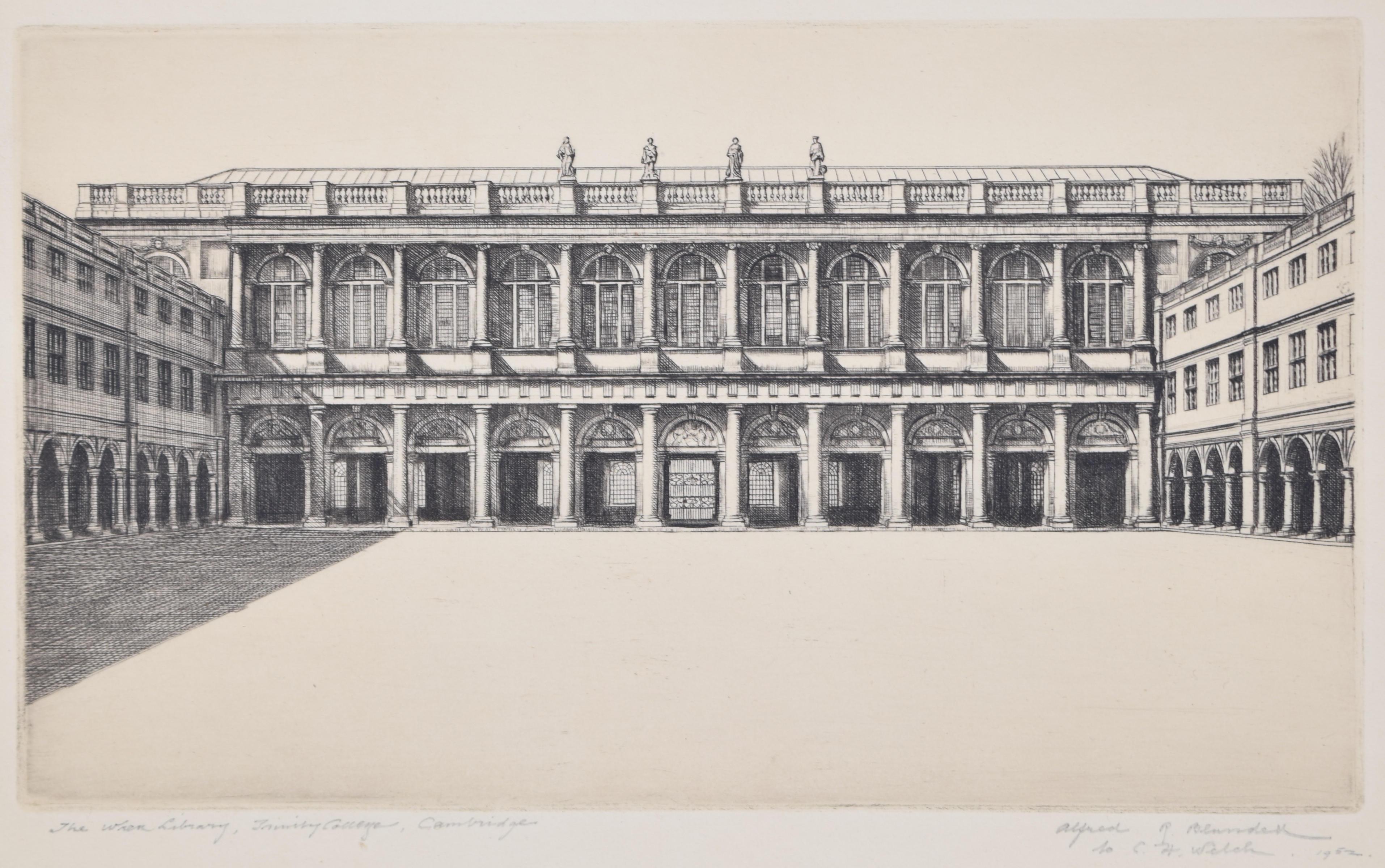 La Biblioteca Wren, Trinity College, Cambridge Grabado de Alfred Blundell en venta 1