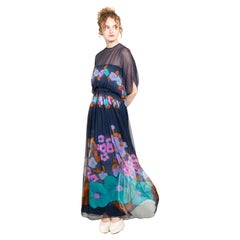 Used Alfred Bosand Silk Floral Print Maxi Dress