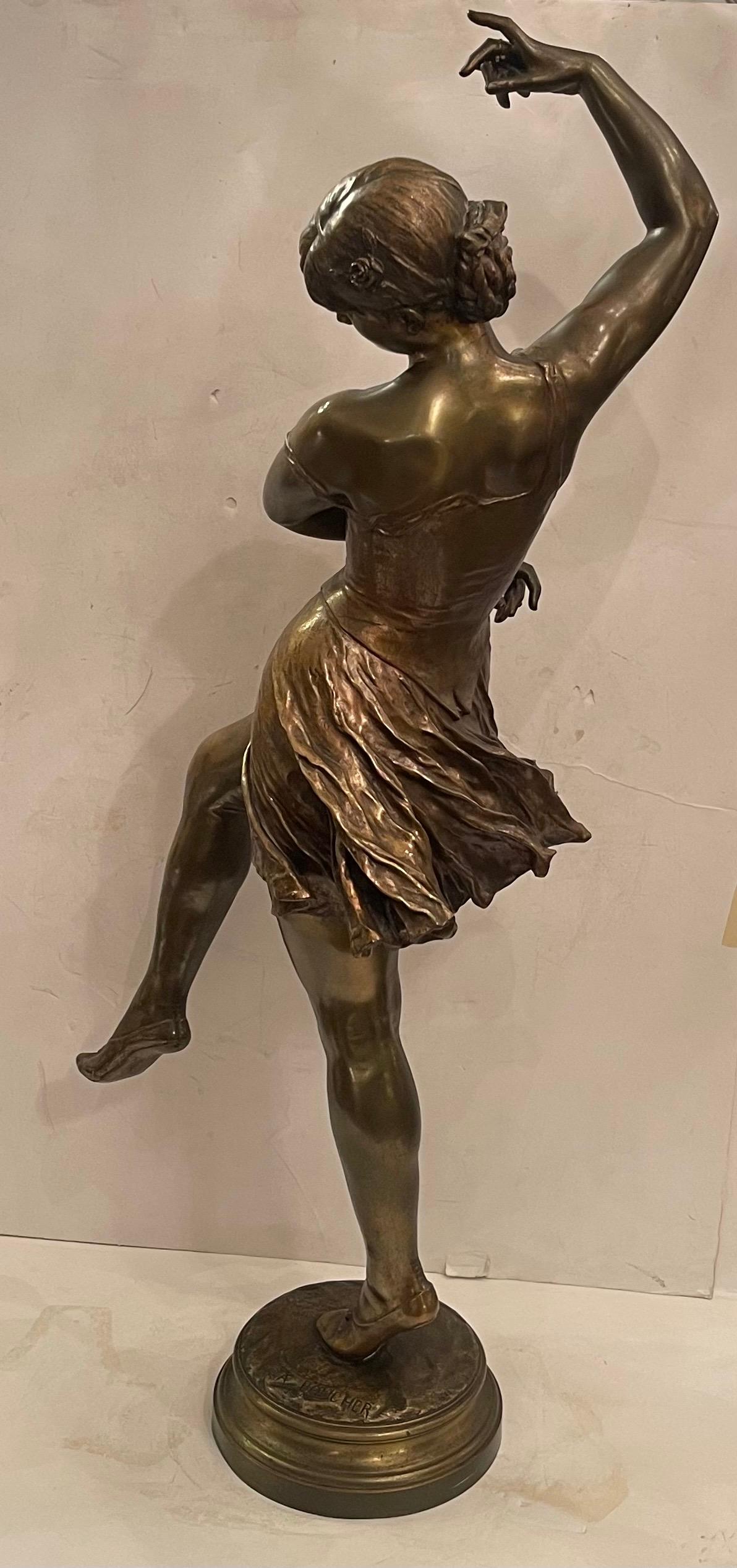 French Alfred Boucher Bronze Sculpture Spanish Dancer With Castanet Danseuse Espagnole