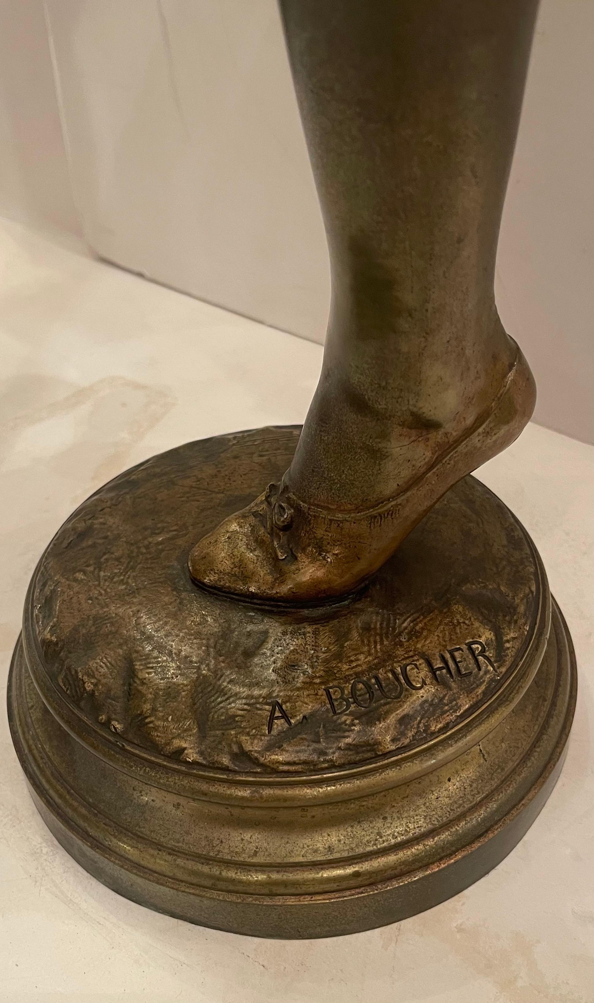 20th Century Alfred Boucher Bronze Sculpture Spanish Dancer With Castanet Danseuse Espagnole
