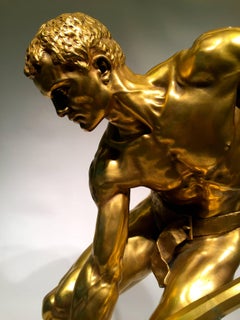 ALFRED BOUCHER French Gold Bronze Sculpture Empire "the Excavator", circa 1886