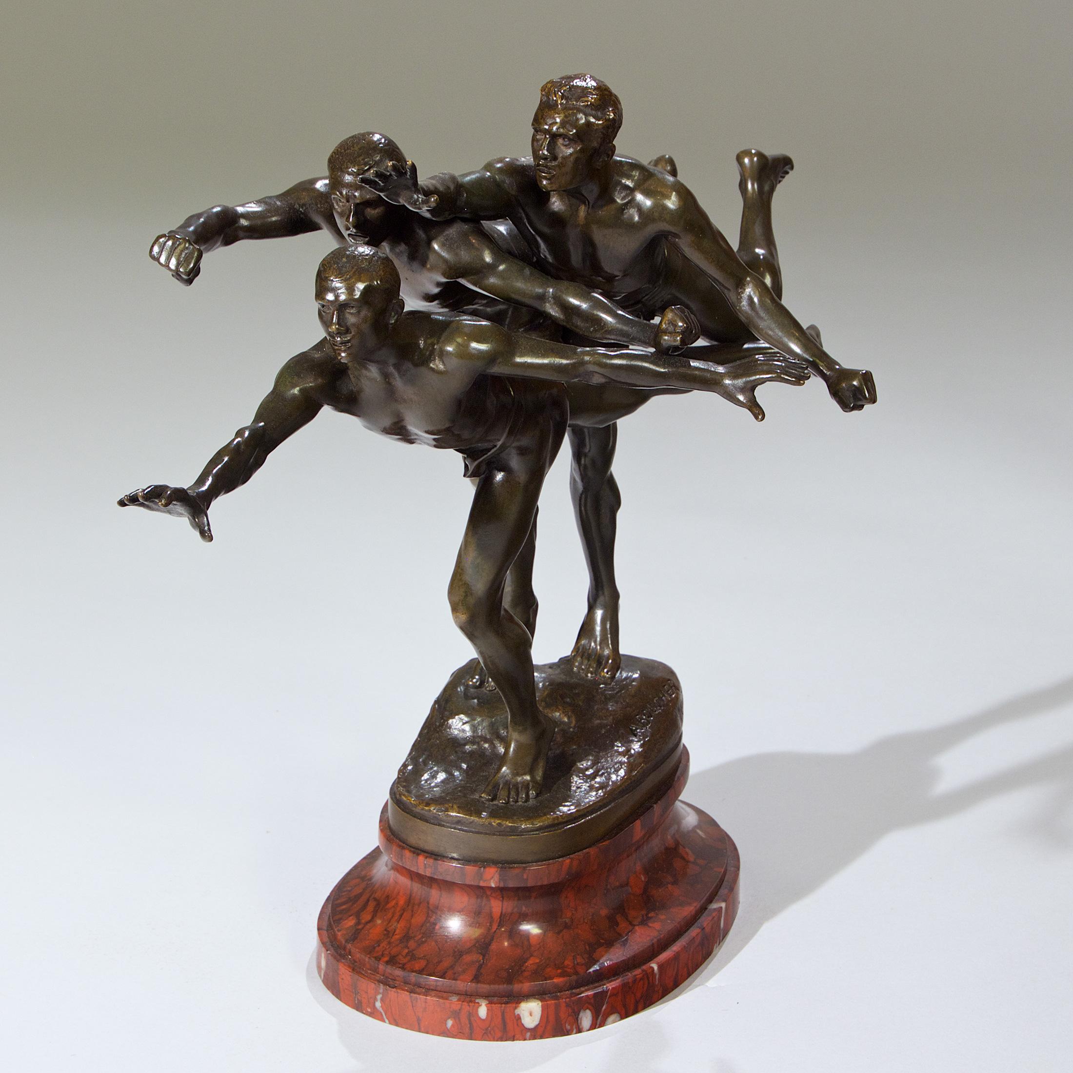 Au But, The Finishing Line  - Sculpture by Alfred Boucher