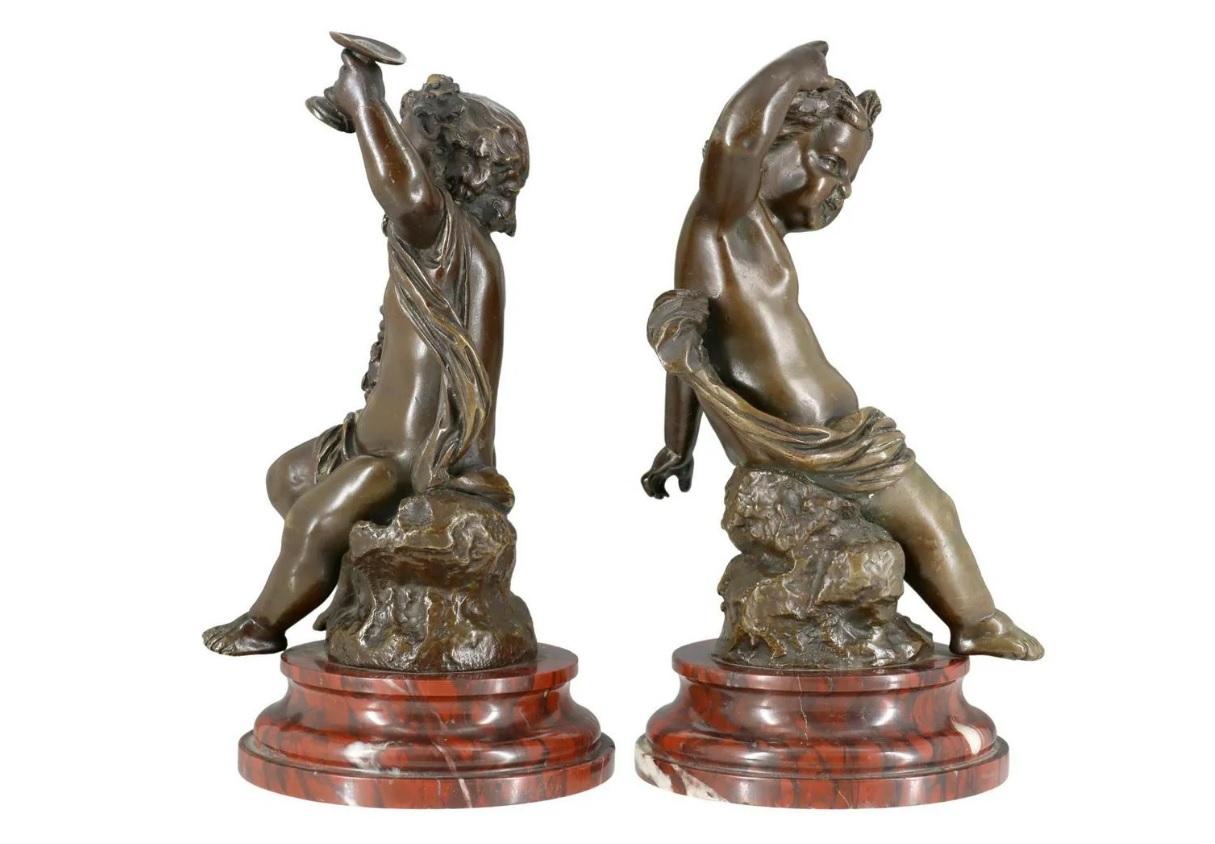 Klassisches Paar Bronzeputten aus Bronze – Sculpture von Alfred Boucher