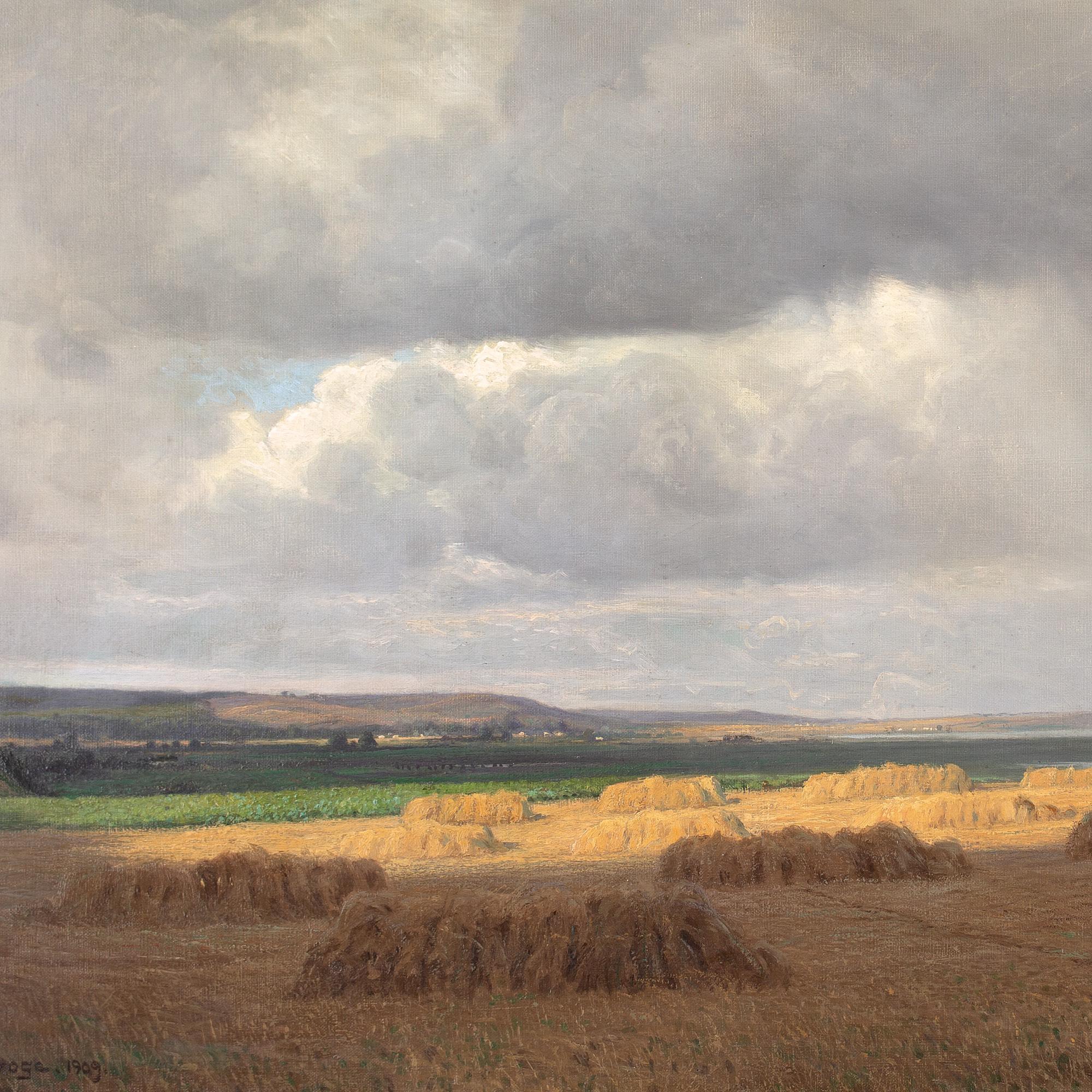 Alfred Broge, Coastal Landscape With Rain, Oil Painting 4