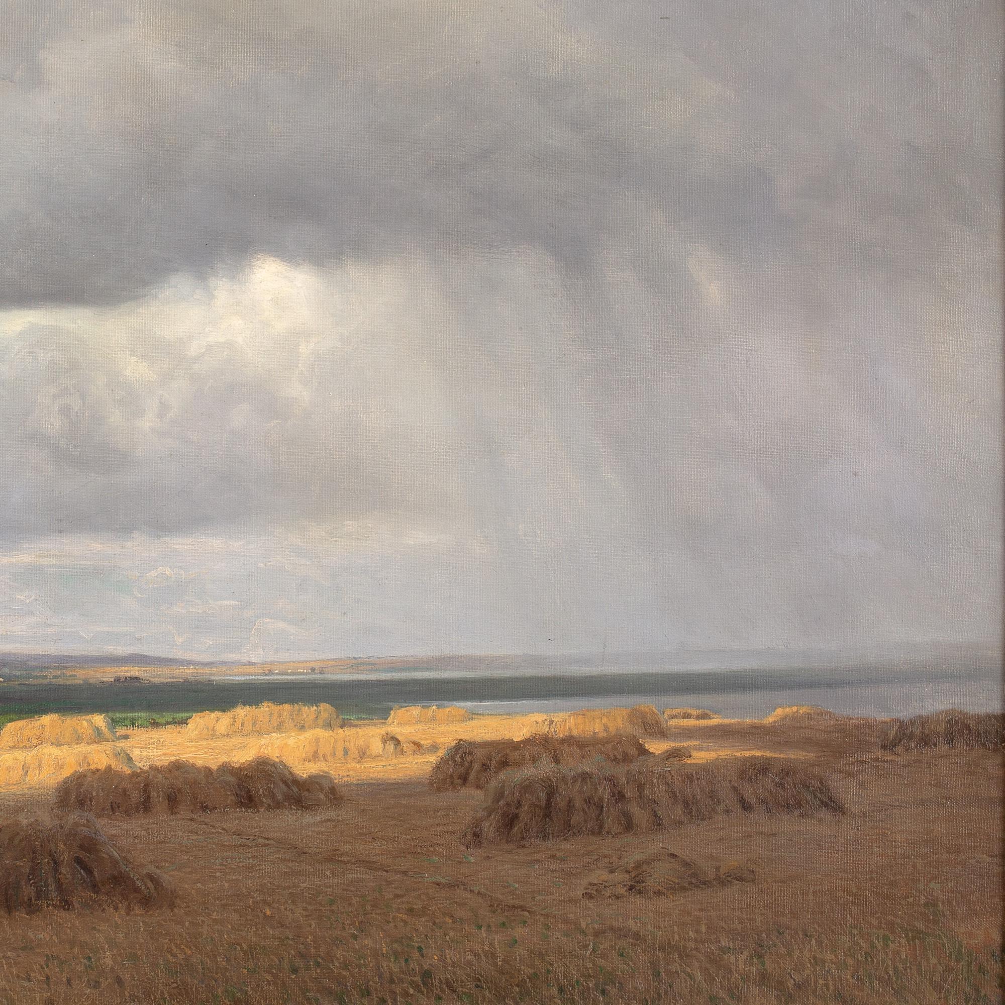 Alfred Broge, Coastal Landscape With Rain, Oil Painting For Sale 5