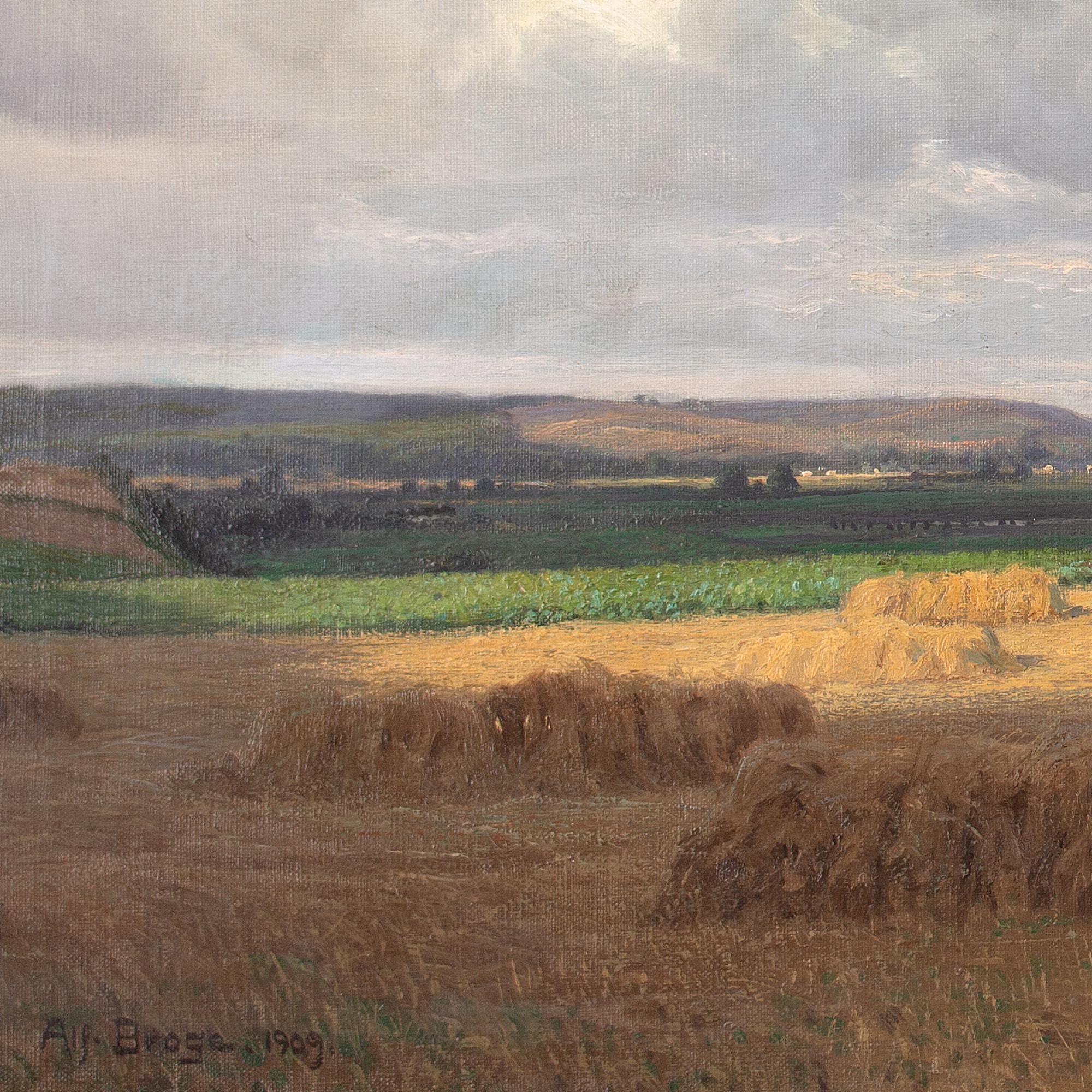 Alfred Broge, Coastal Landscape With Rain, Oil Painting 6