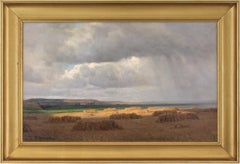 Alfred Broge, Coastal Landscape With Rain, Oil Painting