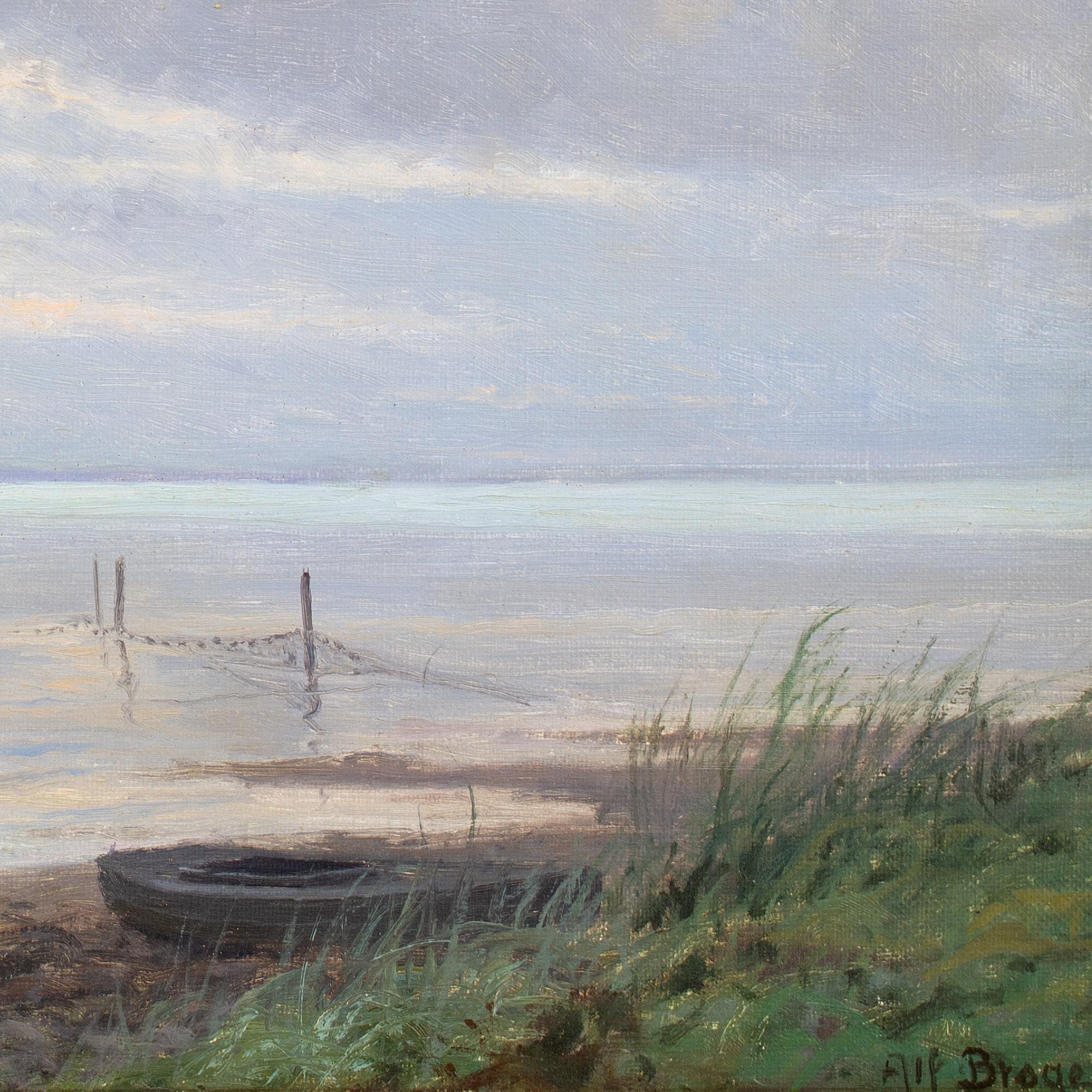 Alfred Broge, Coastal View With Boats For Sale 7