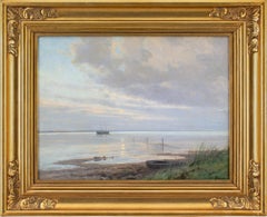 Vintage Alfred Broge, Coastal View With Boats