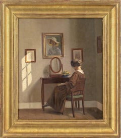Alfred Broge, Interior With Woman & Dressing Table